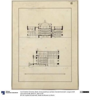 Berlin. Schauspielhaus auf dem Gendarmenmarkt. Längsschnitt und Querschnitt