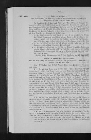 Bekanntmachung, betr. Einführung des Vereins-Zolltarifs in den hamburgischen Cuxhaven im Herzogthum Holstein, vom 26. April 1867.