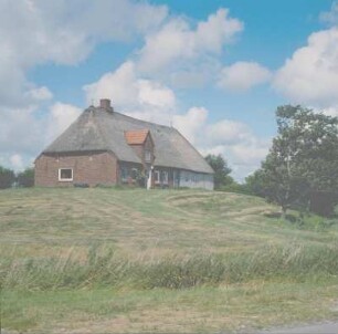 Husumer Bucht. Reetgedecktes Bauerngehöft