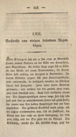 LXII. Nachricht von einigen besondern Regenbögen
