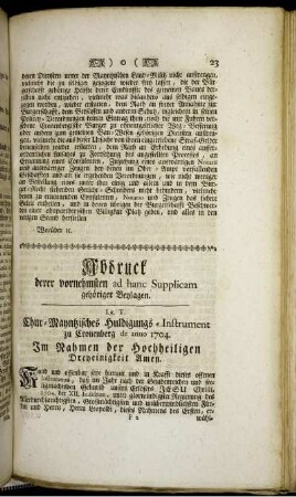 Abdruck derer vornehmstgen ad hanc Supplicam gehöriger Beylagen.