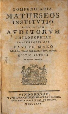 Compendiaria Matheseos Institvtio