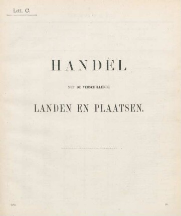 Lett. C. Handel met de verschillende landen en plaatsen