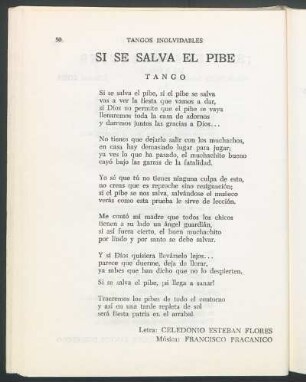Si se salva el pibe : Tango
