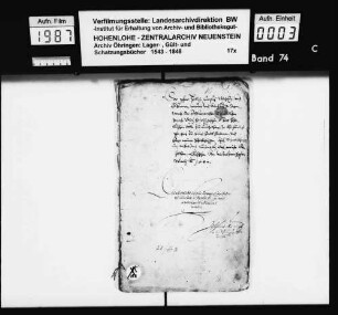 Gültbuch der Pfarrei Hohebach, renoviert durch Heinrich Geyso, Keller zu Künzelsau.