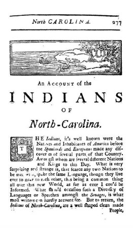 An Account of the Indians of North Carolina