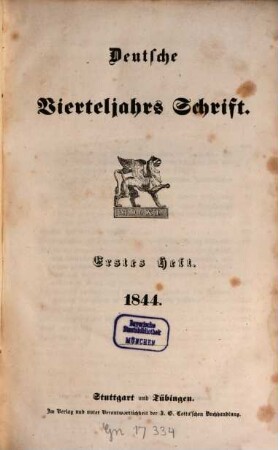 Deutsche Vierteljahrs-Schrift. 1844,1/2