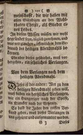 Von dem Verlangen nach dem heiligen Abendmahl