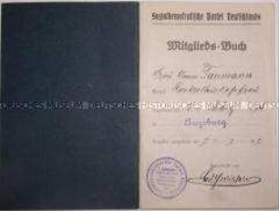 Mitgliedsbuch der Sozialdemokratischen Partei Deutschlands für Anna Taumann; Augsburg, 8. März 1914