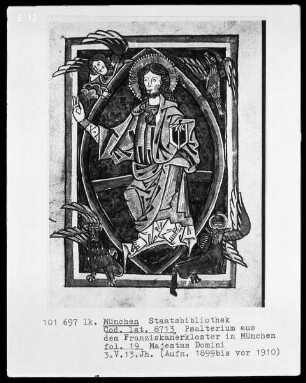Psalterium aus einem Benediktinerkloster — Majestas Domini, Folio 19recto