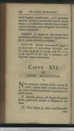 Caput XVI. De Lotii Secretione