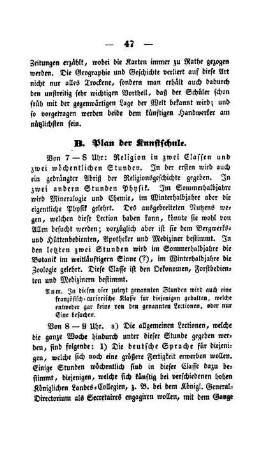 B. Plan der Kunstschule