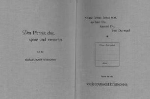 Schutzumschlag für Schulbücher mit Werbeaufdruck für die Kreissparkasse Heilbronn
