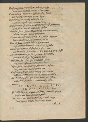 Ad Illustriss. Elec. Frider. IV. Pal. &c.