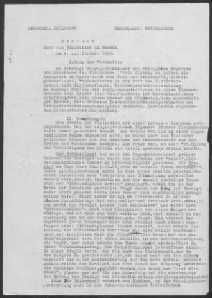Nassau: Visitationsbericht mit Pfarrbericht 1950