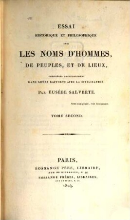 Essai historique et philosophique sur les noms d'hommes, de peuples et de lieux : considérés principalement dans leurs rapports avec la civilisation, 2
