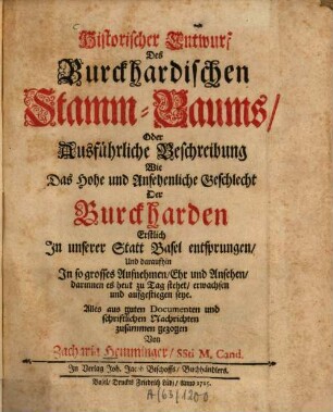 Historischer Entwurf des Burckhardischen Stamm-Baums ...