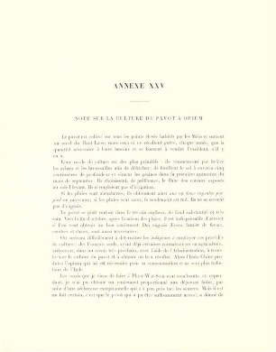 Annexe XXV. Note sur la culture du pavot à opium