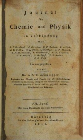 Journal für Chemie und Physik. 7. 1813