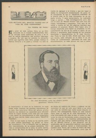 [Bibliografía y periodismo] : "Los motivos del Martín Fierro en la vida de José Hernández"