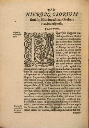 Responsio Apolog. contra Hieron. Osorium ... pro Evang. Veritatis defensione