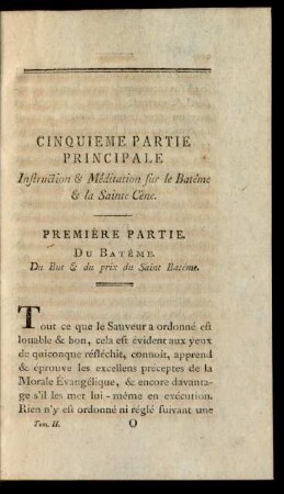 Prémiere Partie. Du Batême.