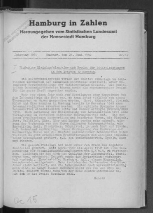 Hamburger Kleinhandelspreise und Preise für Dienstleistungen in den letzten 12 Monaten