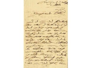 Originalbrief Clara Schumanns an Alwine Schroedter, geschrieben in Kreuznach
