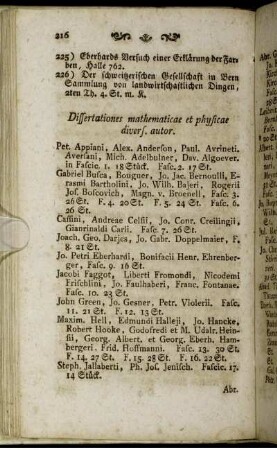 Dissertationes mathematicae et physicae divers. autor