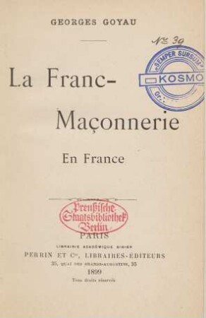 La Franc-Maçonnerie en France