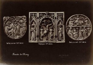 Musée de Cluny. Boîte à miroir, XIV.e siècle. Triptyque XV. e siècle.