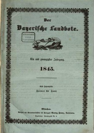 Der Bayerische Landbote. 1845 = Jg. 21, 1 = Jan. - Juni