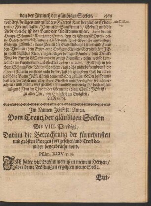 Die VIII. Predigt/ von Armuth ...