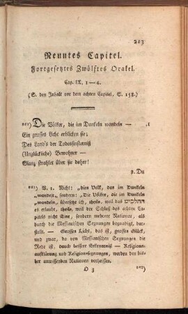 Neuntes Capitel. Fortgesetztes Zwölftes Orakel