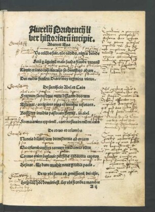 Aurelii Prudentii liber historiarum incipit.
