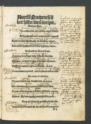 Aurelii Prudentii liber historiarum incipit.