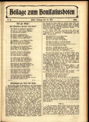 Zweite Ausgabe vom Sonntag, den 24. Mai 1903.