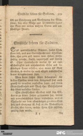 Christliche Lehren für Soldaten.