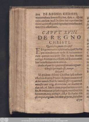 Caput XVIII. De Regno Christi.
