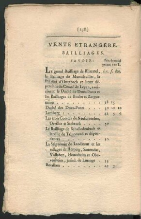 Vente Etrangere. Bailliages.