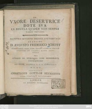 De Vxore Desertrice Dote Sva Ex Regvla Qvidem Non Semper Tamen Privanda