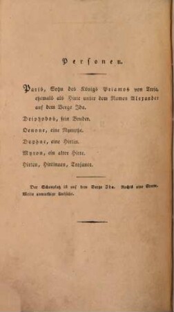 Oenone : Ein Trauerspiel in 3 Aufzügen