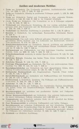 Antikes und modernes Mobilar (Nr. 1-91)