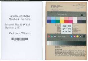 Entnazifizierung Wilhelm Quitmann , geb. 02.01.1875 (Fabrikant)