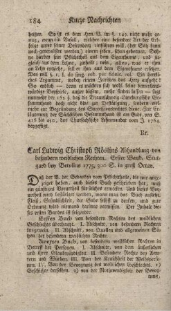 Abhandlung von besondern weiblichen Rechten. Bd.1.