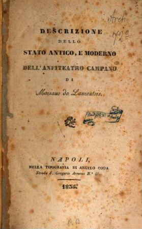Descrizione dello stato antico, e moderno dell'anfiteatro compano