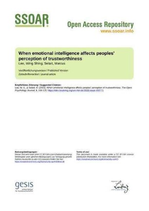 When emotional intelligence affects peoples' perception of trustworthiness