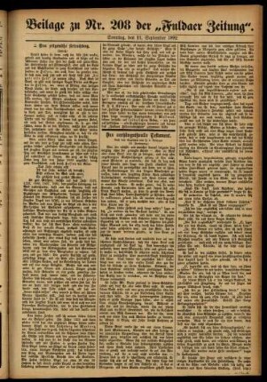 Zweite Ausgabe vom Sonntag, den 11. September 1892.