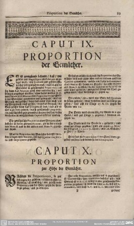 Caput X. Proportion zur Höhe der Gemächer.