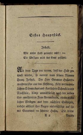 Erstes Hauptstück. - Fünftes Hauptstück.